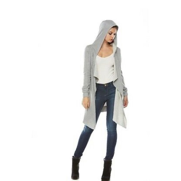 EUC Juicy lurex hooded flyaway cardigan Sz L - Picture 2 of 5